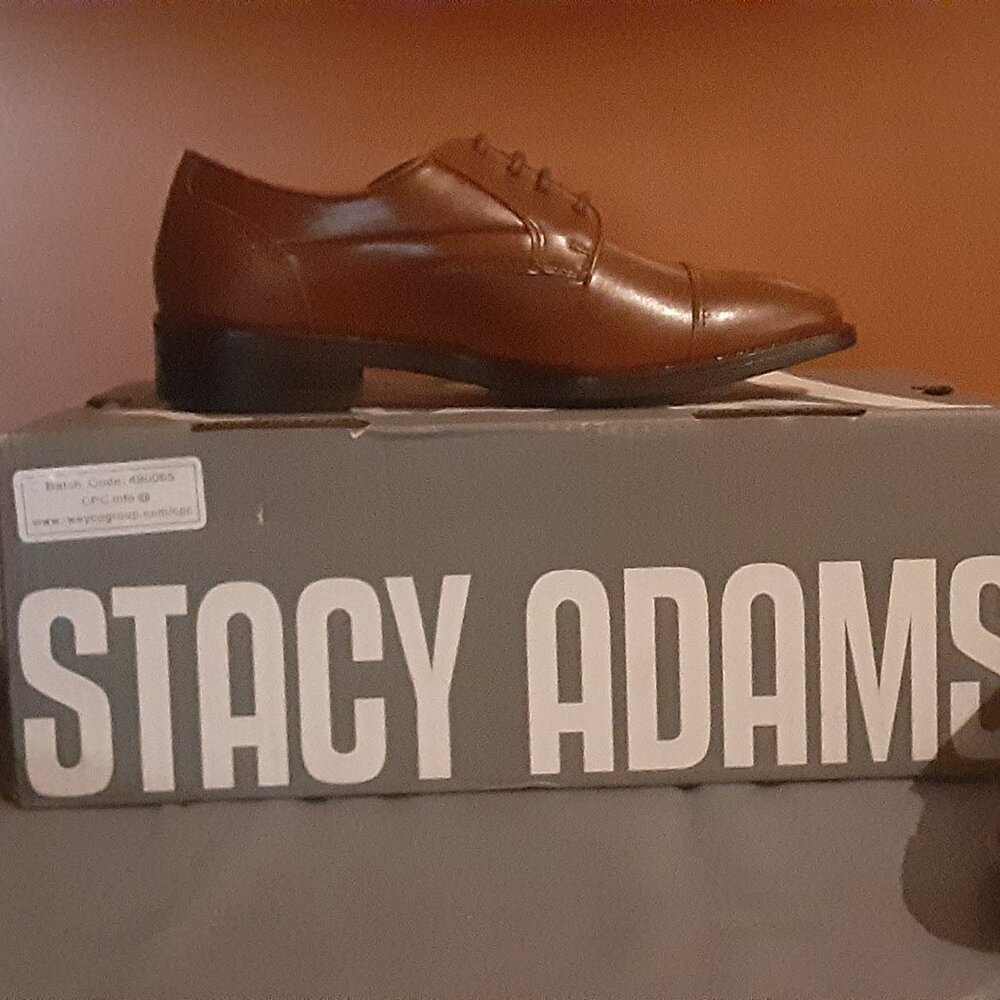 STACY ADAMS -  KIDS KALLUM CAP TOE OXFORD  - COGNAC